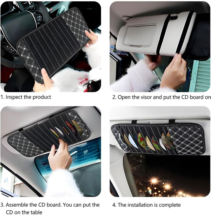 PASDUCHAS 2 PCS CD Visor Holder for Car, Black Non-Woven Cloth & Pu Leather Large Capacity Visor CD Holder - Image 5